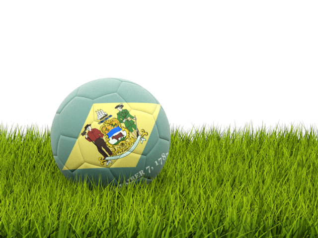 Football in grass. Download flag icon of Delaware