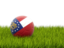 Flag of state of Georgia. Football in grass. Download icon