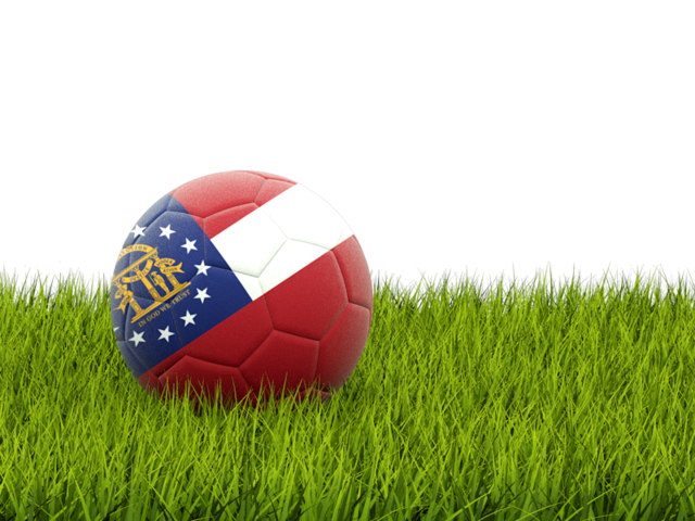 Football in grass. Download flag icon of Georgia