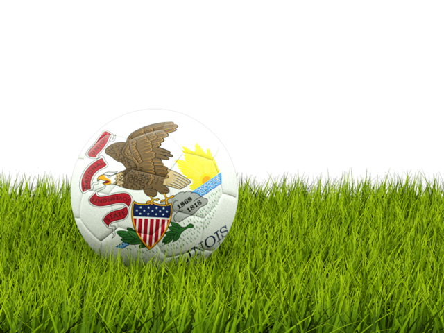 Football in grass. Download flag icon of Illinois
