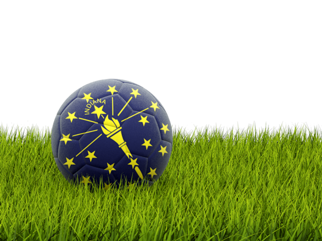 Футбольная мяч в траве. Загрузить иконку флага штата Индиана