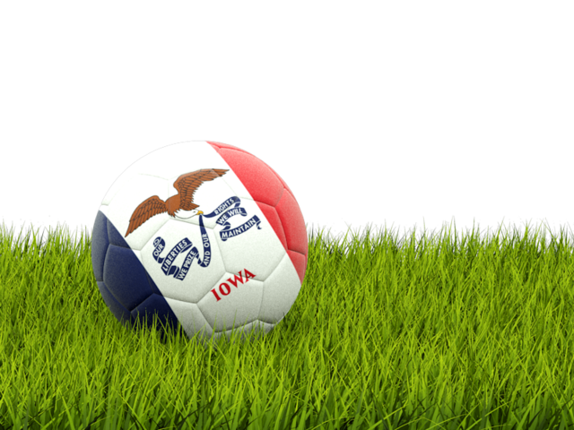 Football in grass. Download flag icon of Iowa