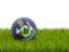 Flag of state of Maine. Football in grass. Download icon