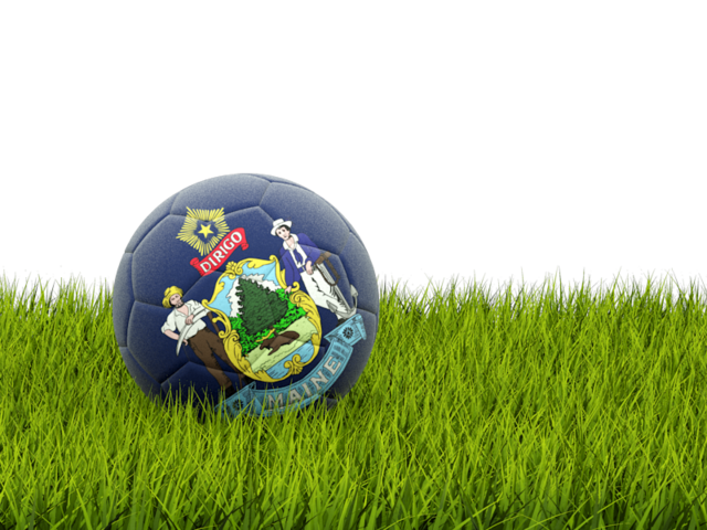 Football in grass. Download flag icon of Maine