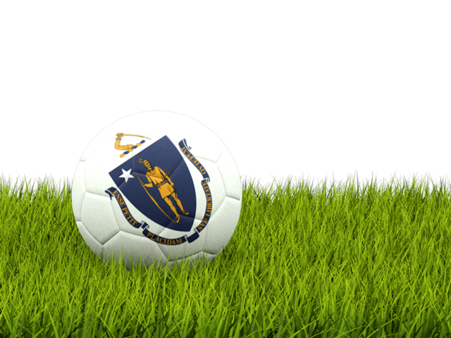 Football in grass. Download flag icon of Massachusetts