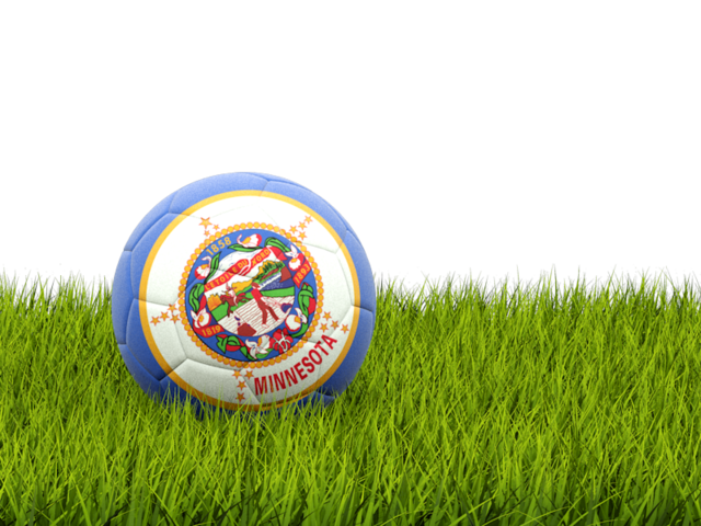 Футбольная мяч в траве. Загрузить иконку флага штата Миннесота