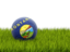 Flag of state of Montana. Football in grass. Download icon