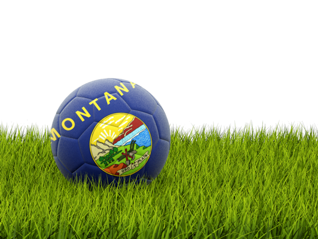 Football in grass. Download flag icon of Montana