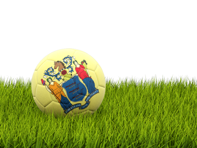 Football in grass. Download flag icon of New Jersey