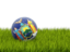 Flag of state of New York. Football in grass. Download icon