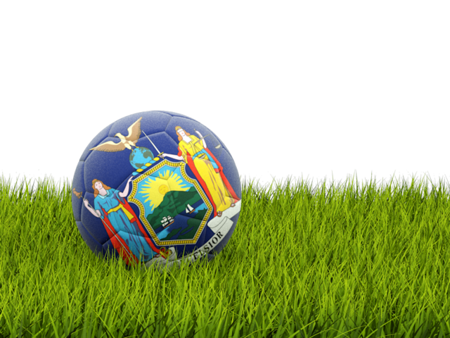 Футбольная мяч в траве. Загрузить иконку флага штата Нью-Йорк