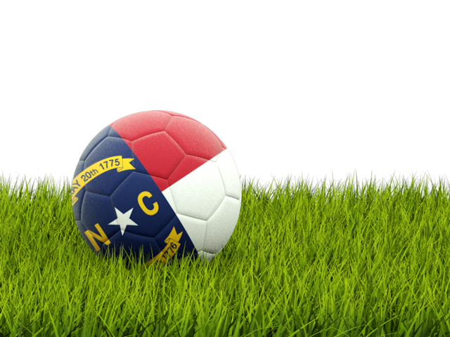 Football in grass. Download flag icon of North Carolina