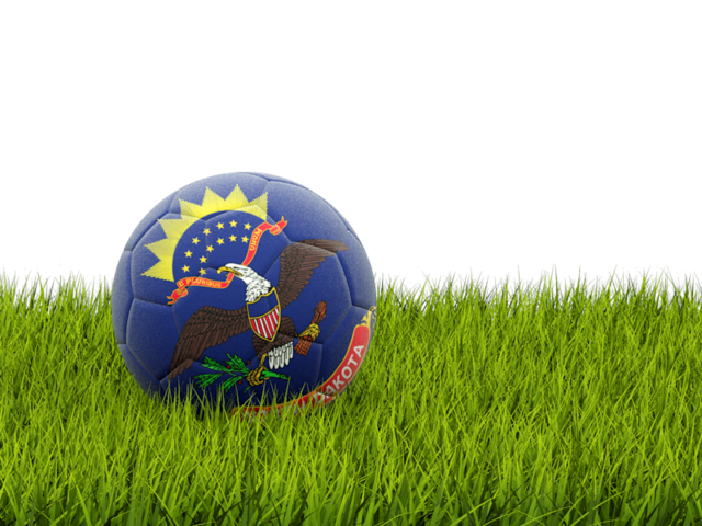 Football in grass. Download flag icon of North Dakota