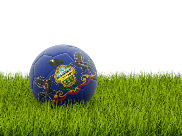 Футбольная мяч в траве. Загрузить иконку флага штата Пенсильвания