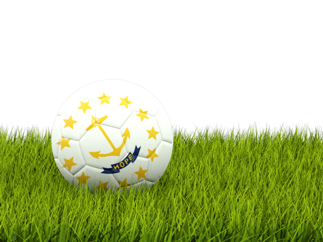 Football in grass. Download flag icon of Rhode Island