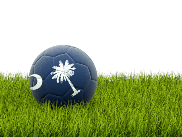 Football in grass. Download flag icon of South Carolina
