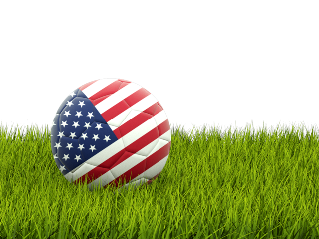 Футбольная мяч в траве. Скачать флаг. США