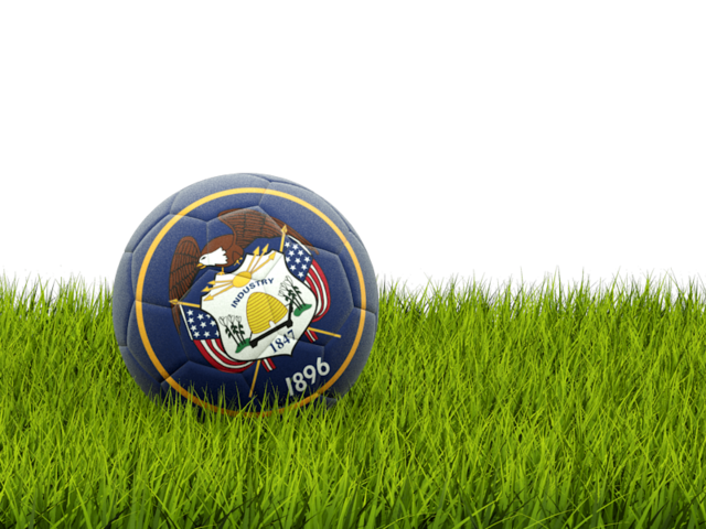 Football in grass. Download flag icon of Utah