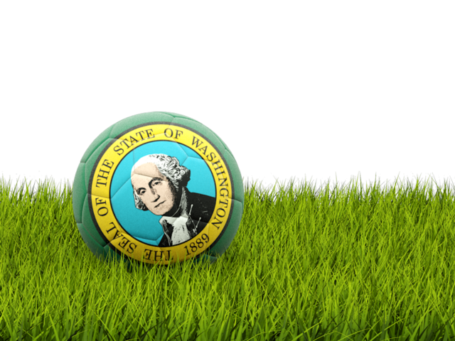 Football in grass. Download flag icon of Washington