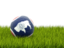 Flag of state of Wyoming. Football in grass. Download icon