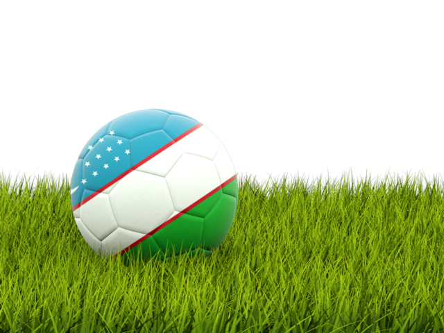 Футбольная мяч в траве. Скачать флаг. Узбекистан