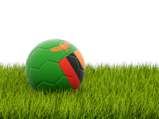 Football in grass. Download flag icon of Zambia at PNG format