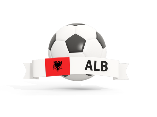 Football with banner. Download flag icon of Albania at PNG format