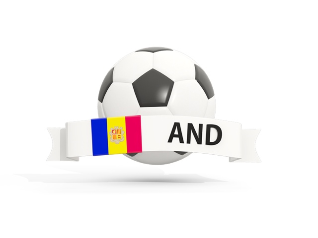 Football with banner. Download flag icon of Andorra at PNG format
