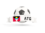 Antigua and Barbuda. Football with banner. Download icon.