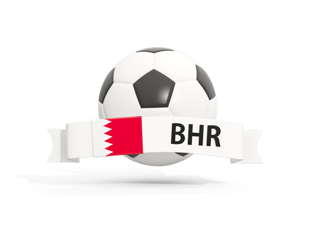 Футбольный мяч  с баннером. Скачать флаг. Бахрейн