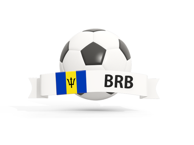 Football with banner. Download flag icon of Barbados at PNG format