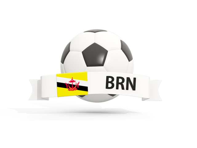 Football with banner. Download flag icon of Brunei at PNG format