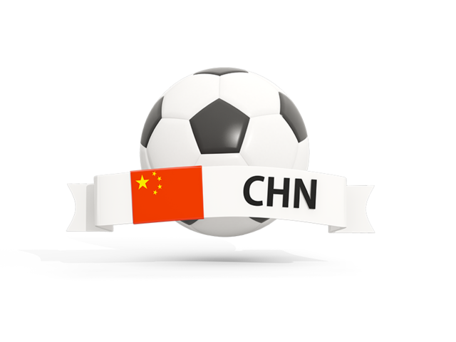 Football with banner. Download flag icon of China at PNG format