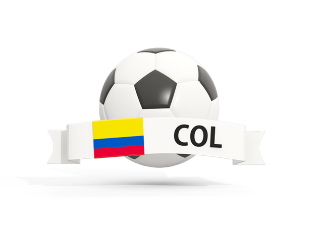 Футбольный мяч  с баннером. Скачать флаг. Колумбия