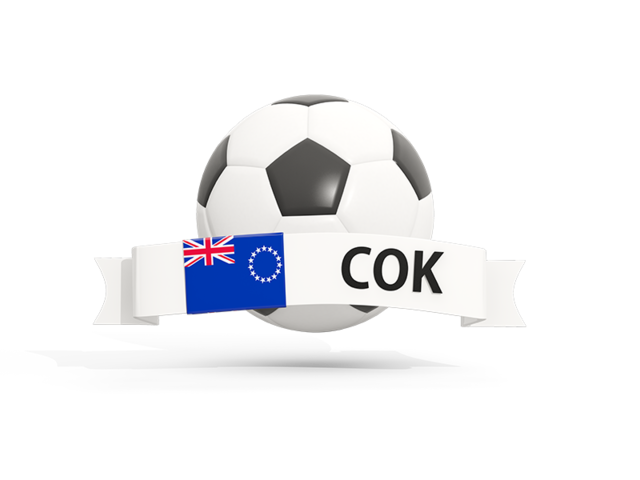 Football with banner. Download flag icon of Cook Islands at PNG format