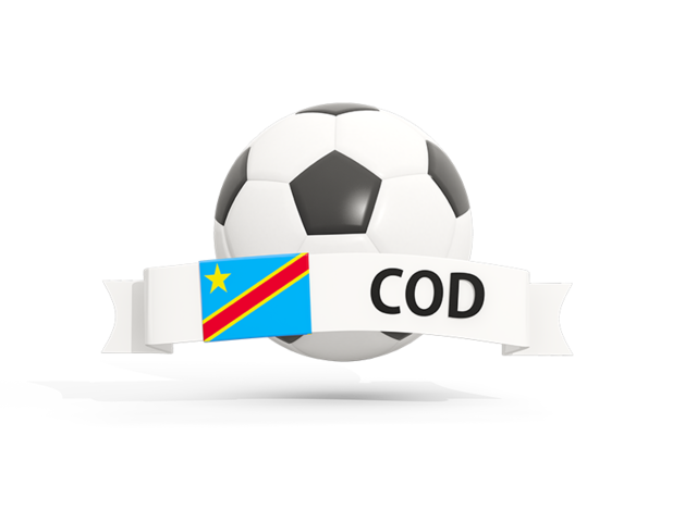Футбольный мяч  с баннером. Скачать флаг. Демократическая Республика Конго