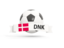 Denmark. Football with banner. Download icon.
