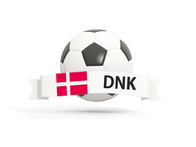 Футбольный мяч  с баннером. Скачать флаг. Дания