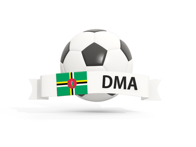 Football with banner. Download flag icon of Dominica at PNG format