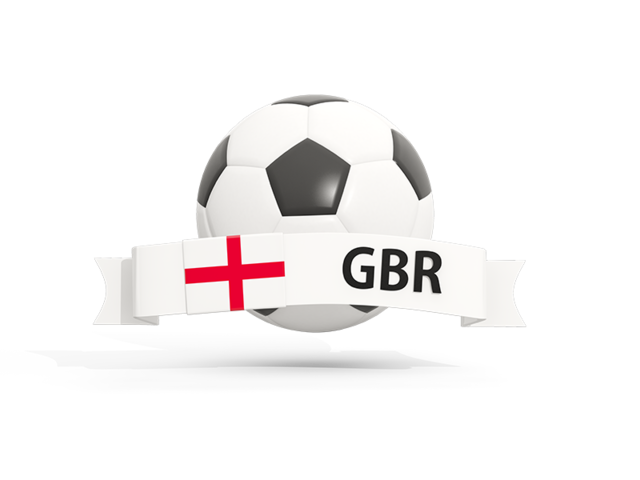 Football with banner. Download flag icon of England at PNG format