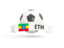 Ethiopia. Football with banner. Download icon.