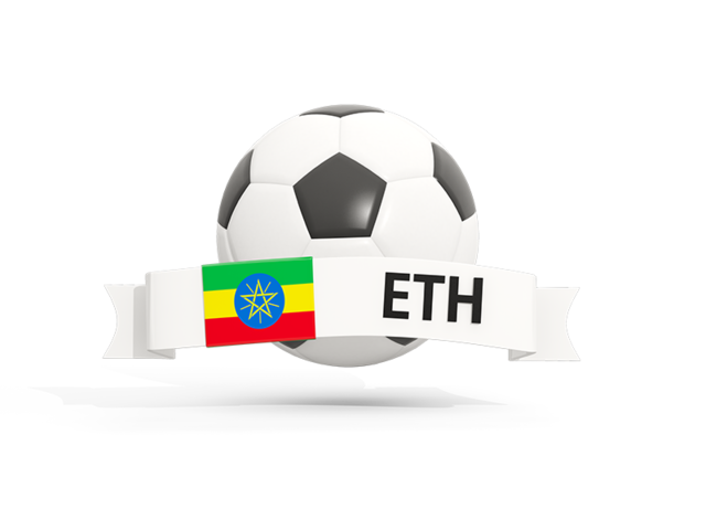 Football with banner. Download flag icon of Ethiopia at PNG format