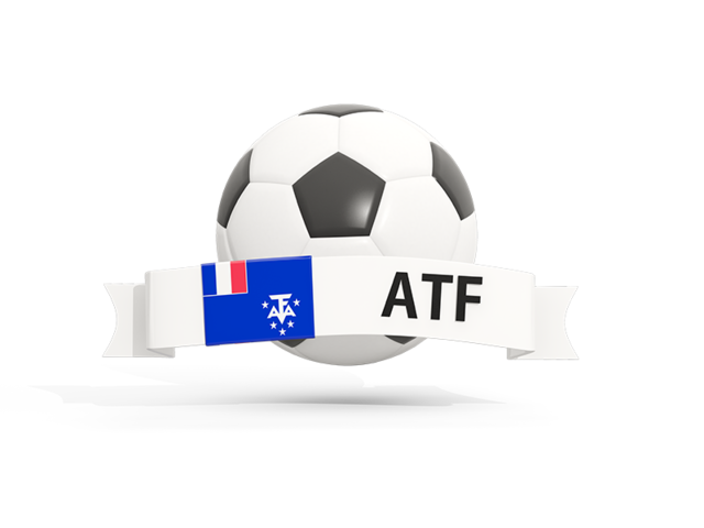 Football with banner. Download flag icon of French Southern and Antarctic Lands at PNG format