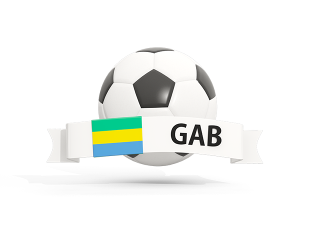 Football with banner. Download flag icon of Gabon at PNG format