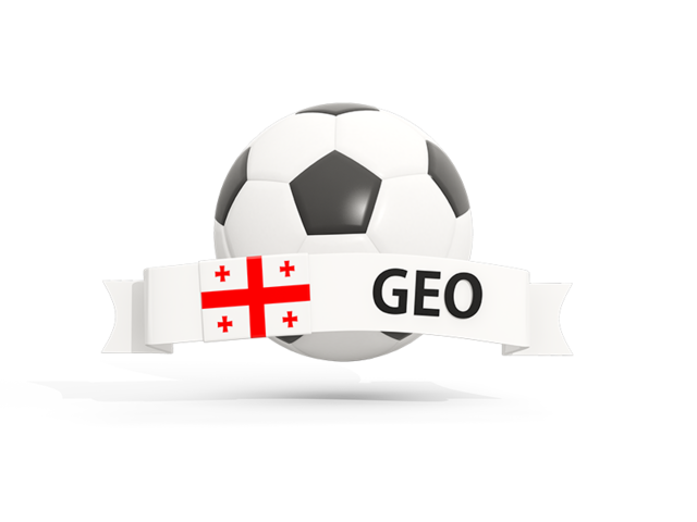 Football with banner. Download flag icon of Georgia at PNG format