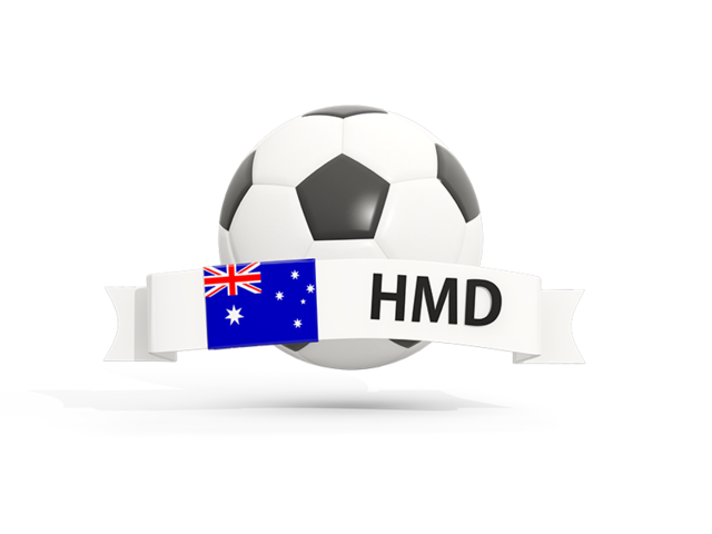Football with banner. Download flag icon of Heard Island at PNG format