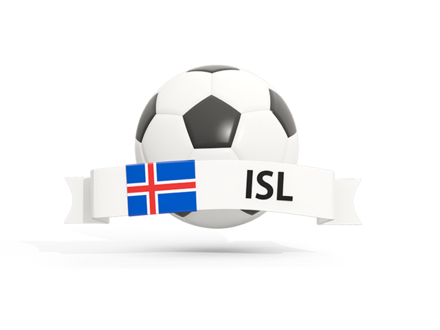 Футбольный мяч  с баннером. Скачать флаг. Исландия