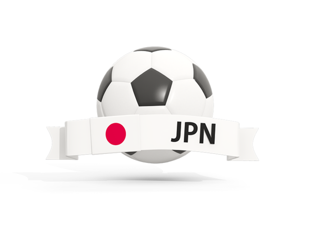 Футбольный мяч  с баннером. Скачать флаг. Япония