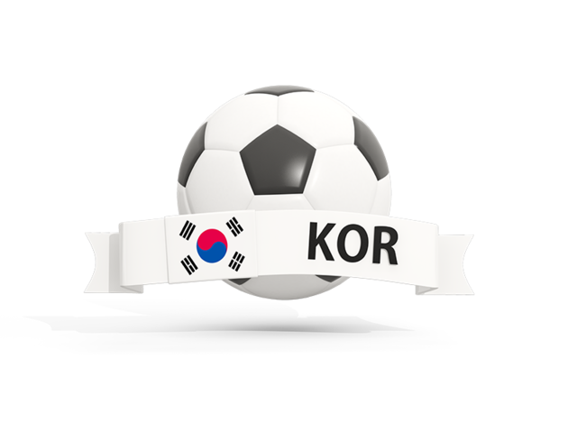 Футбольный мяч  с баннером. Скачать флаг. Южная Корея