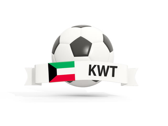 Футбольный мяч  с баннером. Скачать флаг. Кувейт